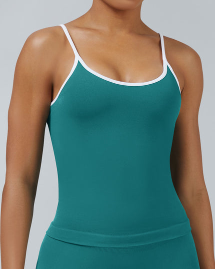 Women's Tight Contrast Color Sports Vest Backless Workout Clothes