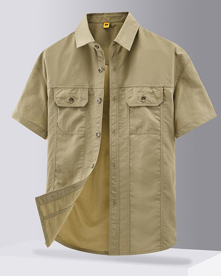 Casual Solid Color Workwear Shirt Men