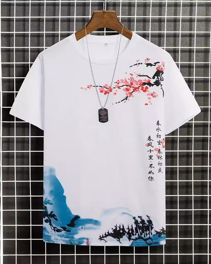 Men's Round Neck Cotton Short-sleeved T-shirt Digital Creative Printing