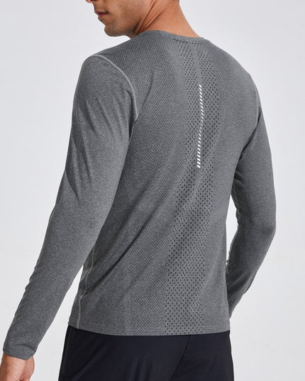 Leisure Sports Long Sleeve T-shirt Men's Autumn And Winter Round Neck Printed Jacket Running Quick Drying Clothes