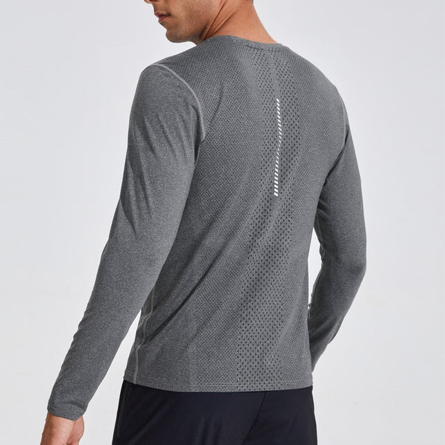 Leisure Sports Long Sleeve T-shirt Men's Autumn And Winter Round Neck Printed Jacket Running Quick Drying Clothes