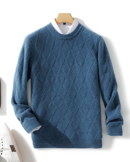 Pure Wool Sweater Men's Loose Round Neck Sweater Casual Thickening Knitted Bottoming Shirt