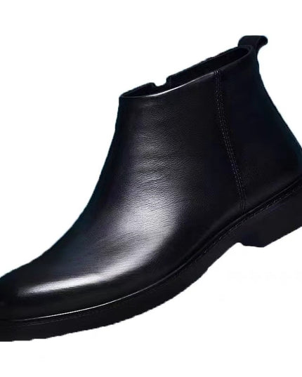 Men's Leather Shoes Solid Color Chelsea Boots