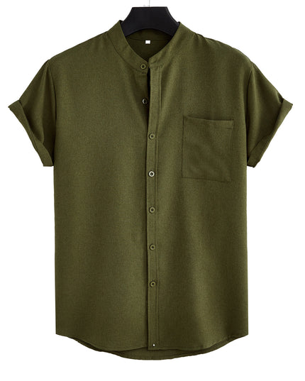 Men's Solid Color Casual Shirt With Pocket