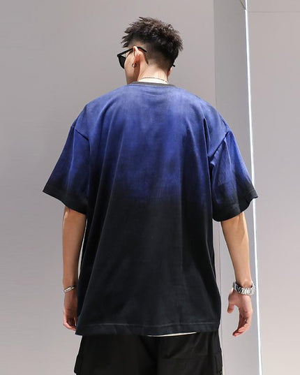 Plus Size Gradient T-shirt Men's Loose Short-sleeved Top