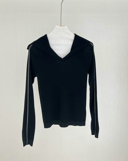 Wool Sweater Big Lapel Long Sleeve Top