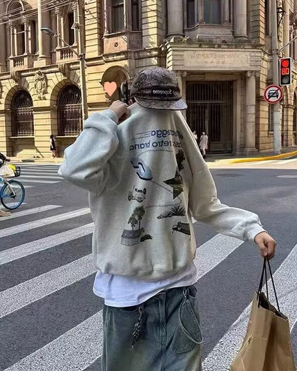 High Street American Retro Printed Sweater