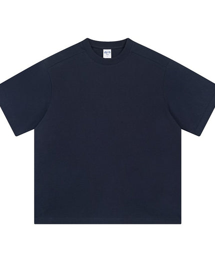 Retro Patchwork Short Sleeve Pure Color Minimal Versatile T-shirt For Men And Women