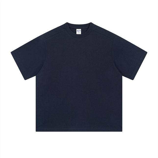Retro Patchwork Short Sleeve Pure Color Minimal Versatile T-shirt For Men And Women