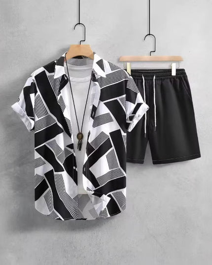 Printed Short-sleeved Shirt Beach Pants Suit