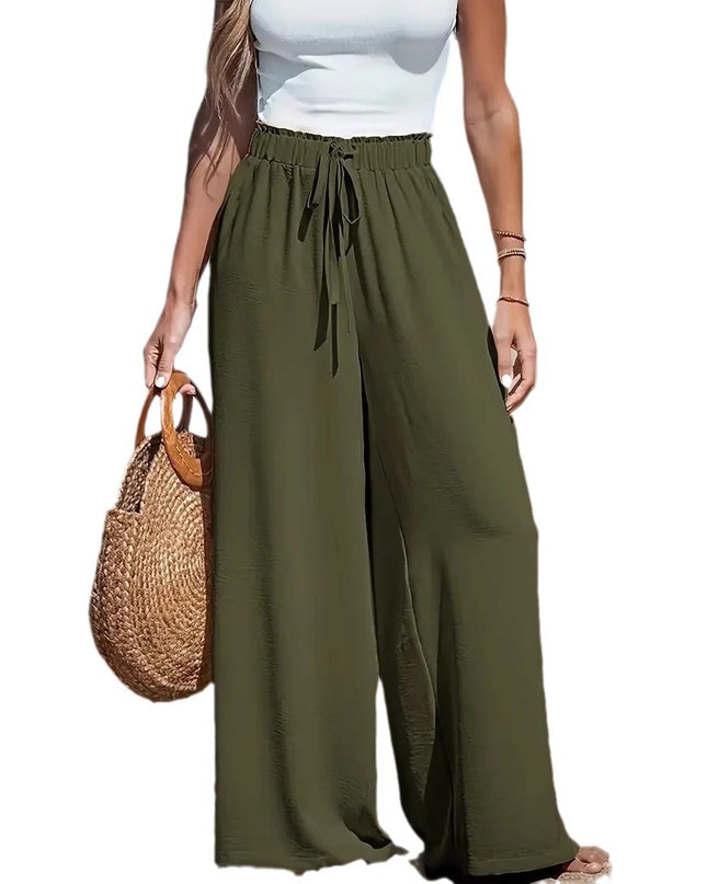 Women's Drawstring Loose Casual Wide-leg Trousers