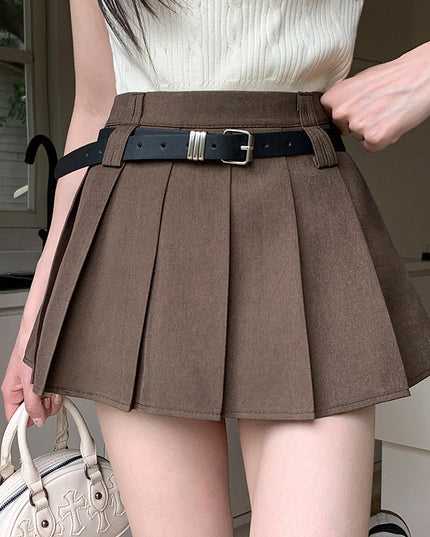 Women's Solid Color Casual High Waist Pleated Skirt