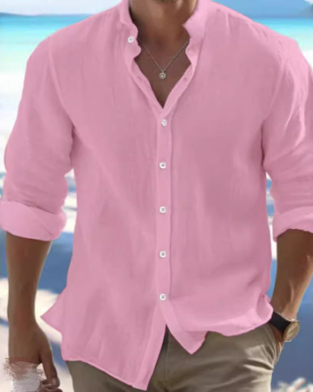 Men's Linen Button Summer Beach Shirt
