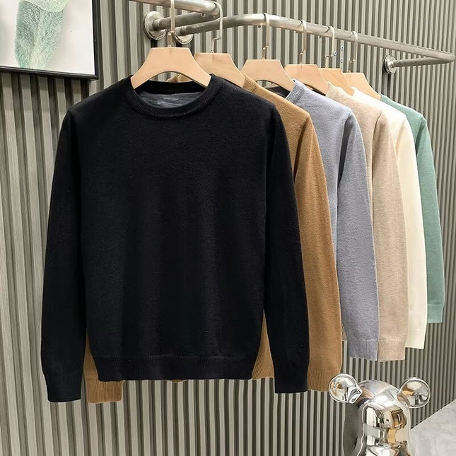 Round Neck Sweater Men's Solid Color Casual Bottoming Sweater