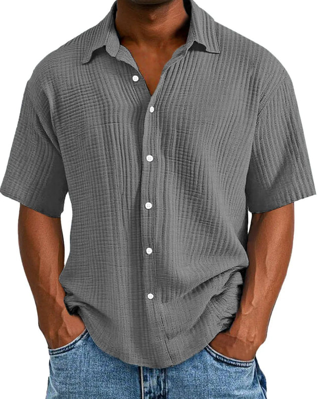 Spring And Summer Men's Short-sleeve Lapel Shirt Double Layer Champray