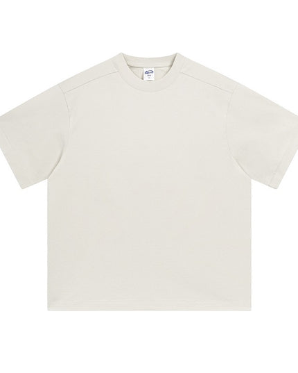 Retro Patchwork Short Sleeve Pure Color Minimal Versatile T-shirt For Men And Women
