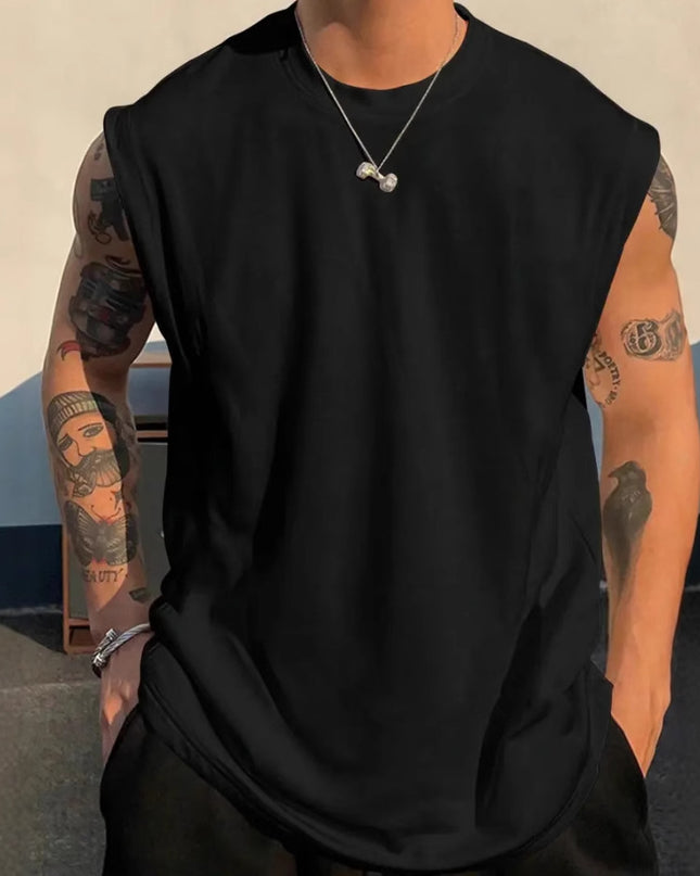 Men's Loose Pullover Solid Color Tank Top Sleeveless T-shirt