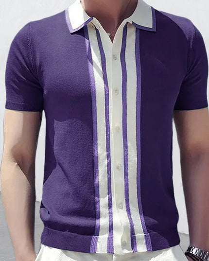 Men's Short-sleeved Lapel Color Matching POLO Sweater