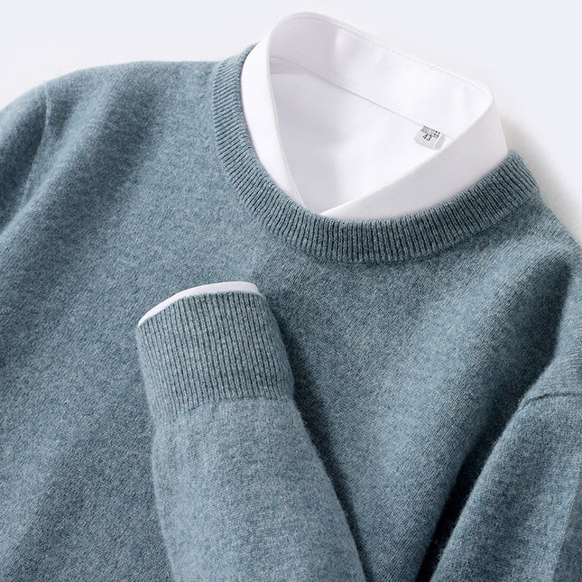 Men's Pure Wool Round Neck Autumn And Winter Knitted Sweater