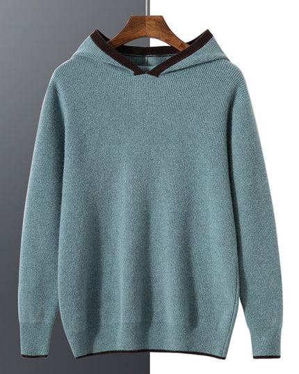 Men's Loose Ingot Needle Contrast Color Cashmere Sweater