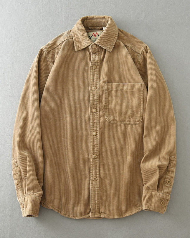 Men's Retro Loose Corduroy Long Sleeve Casual Cotton Shirt