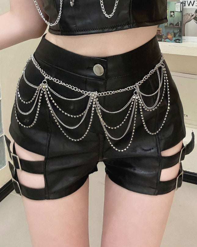 High Waist Faux Leather Shorts Bootcut Pants Women
