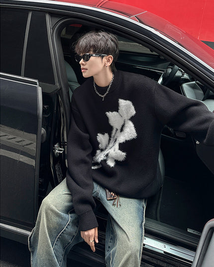 Autumn And Winter New American Retro Brocade Sweater Men's Loose Sweater