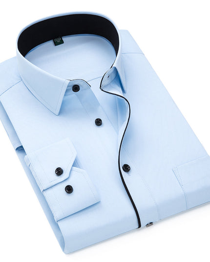 Long Sleeve Men's Business Pure Color Shirt