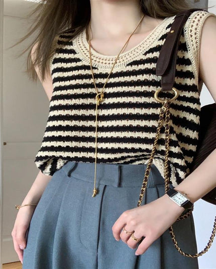 American Striped Knitted Camisole Vest