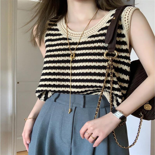 American Striped Knitted Camisole Vest