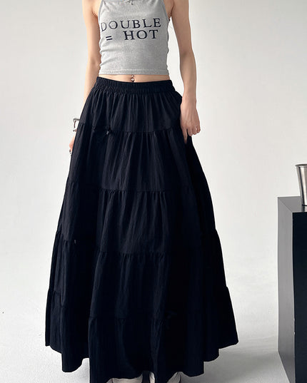 High Waist Retro Loose Bow Temperament Mid-length A- Line Skirt
