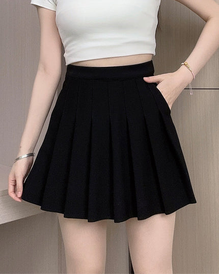Women's High Waist Elastic Plump Girls Slimming A- Line Versatile Skirt