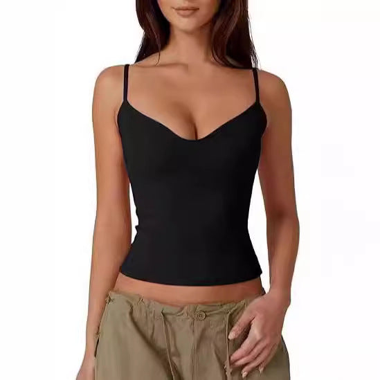 Camisole Cropped T-shirt Vest Women's Milk Silk Top