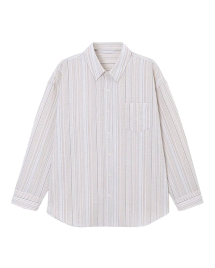 Striped Long Sleeve Men's Early Autumn Texture Shirt