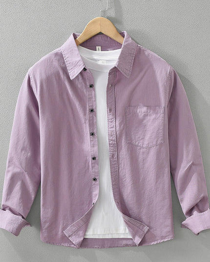 Men's Simplicity Long Sleeve Shirt Casual All-match Literary Loose Top