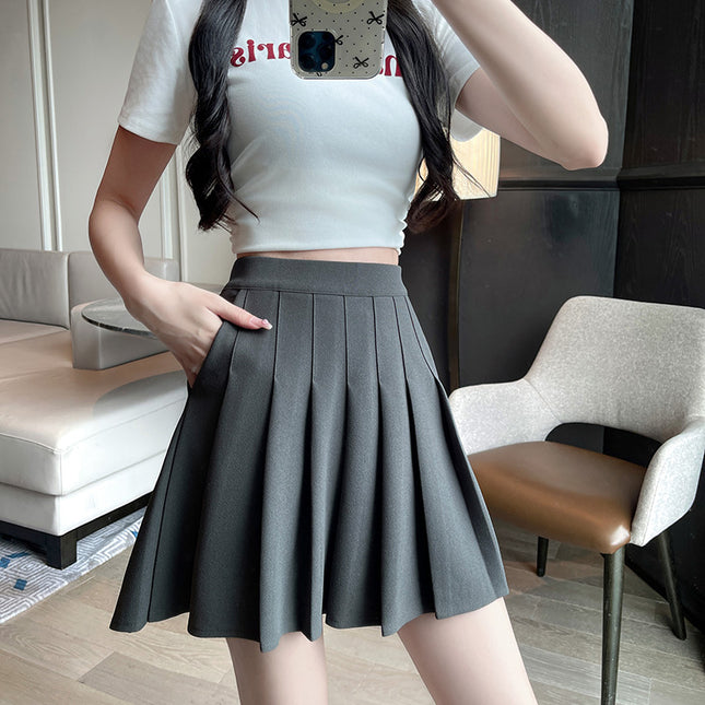 Women's High Waist Elastic Plump Girls Slimming A- Line Versatile Skirt