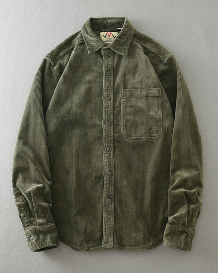 Men's Retro Loose Corduroy Long Sleeve Casual Cotton Shirt