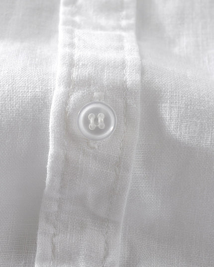 Short Sleeve Breathable Pure Linen Shirt For Men