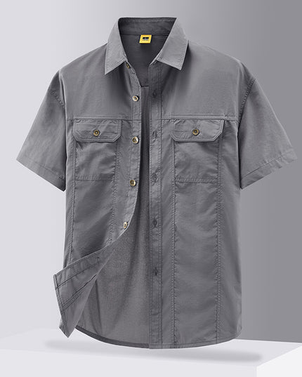 Casual Solid Color Workwear Shirt Men