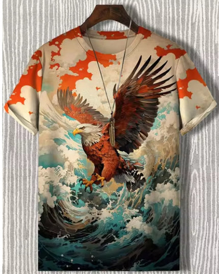 Men's Japanese Style Ukiyo-e Graphic 3D Printed Casual Short-sleeved T-shirt