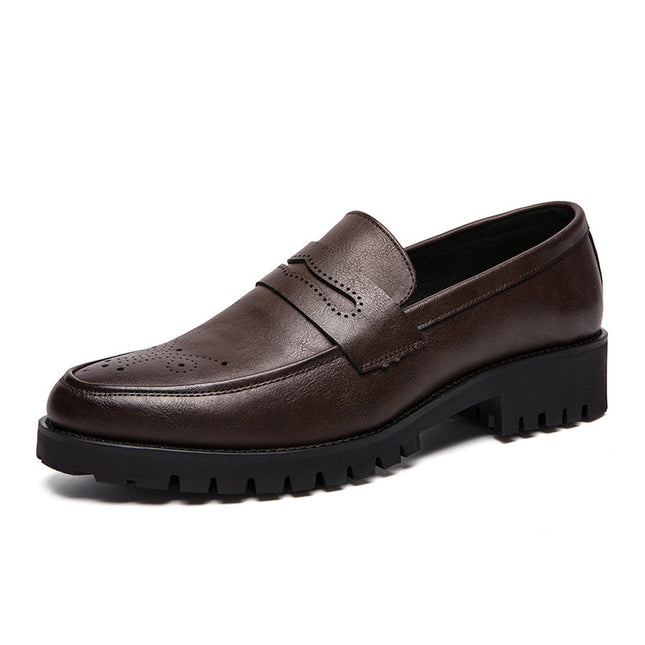 Men's Pointed Carved Leather British Business Casual Shoes