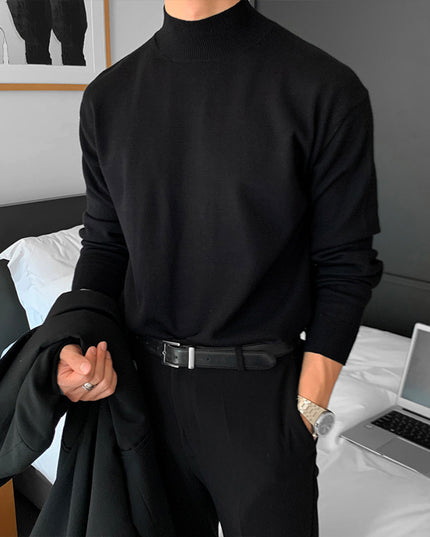 Long Sleeve Inner Wear Mock Neck Sweater Men's Loose Casual Bottoming Shirt
