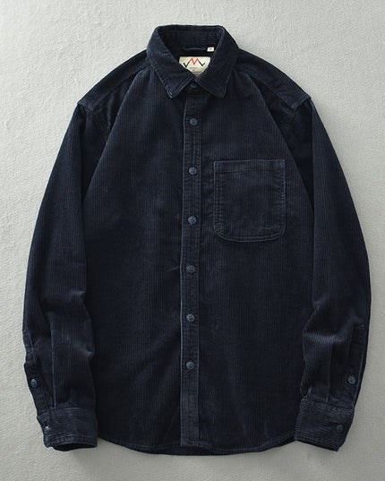 Men's Retro Loose Corduroy Long Sleeve Casual Cotton Shirt