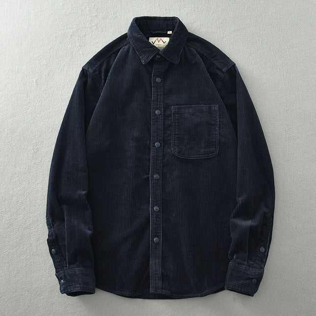 Men's Retro Loose Corduroy Long Sleeve Casual Cotton Shirt