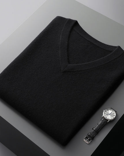 Men's V-neck Vest Middle-aged And Elderly Warm Sweater