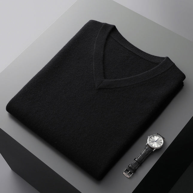 Men's V-neck Vest Middle-aged And Elderly Warm Sweater