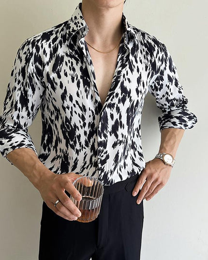 Fashion Personalized Men's Printed Slim Shirt
