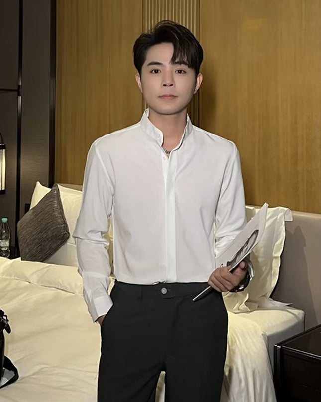 Fashion Personality Men's Business Ice Silk Shirt