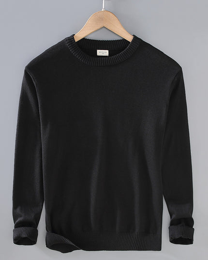 Men's Top Pullover Inner Stretch Rib Round-neck Sweater