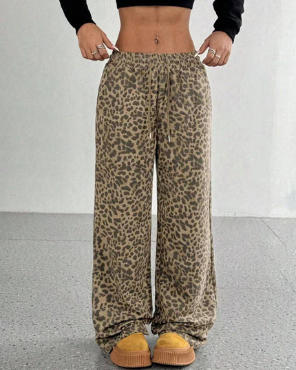 Irregular Copywriting Loose High Waist Wide Leg Casual Trousers